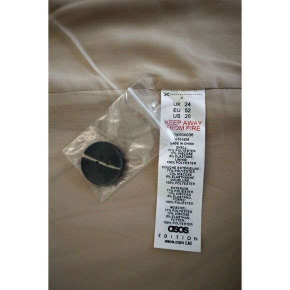 ASOS Edition Curve F101826 Women's Sz 20 Beige Single Breasted One-Button Blazer - Picture 4 of 4